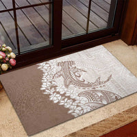 Polynesian Beige Plumeria Lei Rubber Doormat with Hammerhead Shark LT7 - Polynesian Pride