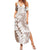 Polynesian Beige Plumeria Lei Summer Maxi Dress with Hammerhead Shark