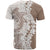 Polynesian Beige Plumeria Lei T Shirt with Hammerhead Shark