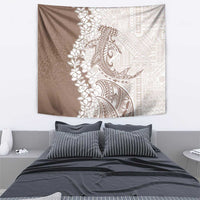 Polynesian Beige Plumeria Lei Tapestry with Hammerhead Shark LT7 - Polynesian Pride