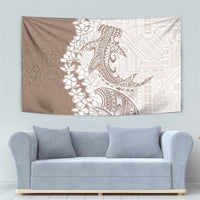 Polynesian Beige Plumeria Lei Tapestry with Hammerhead Shark LT7 - Polynesian Pride