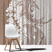 Polynesian Beige Plumeria Lei Window Curtain with Hammerhead Shark LT7 - Polynesian Pride