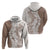 Polynesian Beige Plumeria Lei Zip Hoodie with Hammerhead Shark