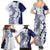 Polynesian Navy Blue Plumeria Lei Family Matching Summer Maxi Dress and Hawaiian Shirt with Hammerhead Shark