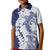 Polynesian Navy Blue Plumeria Lei Kid Polo Shirt with Hammerhead Shark