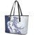 Polynesian Navy Blue Plumeria Lei Leather Tote Bag with Hammerhead Shark