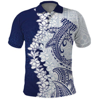 Polynesian Navy Blue Plumeria Lei Polo Shirt with Hammerhead Shark LT7 Navy Blue - Polynesian Pride