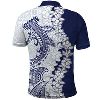 Polynesian Navy Blue Plumeria Lei Polo Shirt with Hammerhead Shark LT7 - Polynesian Pride
