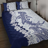 Polynesian Navy Blue Plumeria Lei Quilt Bed Set with Hammerhead Shark LT7 Navy Blue - Polynesian Pride