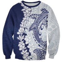 Polynesian Navy Blue Plumeria Lei Sweatshirt with Hammerhead Shark LT7 Unisex Navy Blue - Polynesian Pride