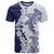 Polynesian Navy Blue Plumeria Lei T Shirt with Hammerhead Shark