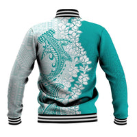 Polynesian Teal Plumeria Lei Baseball Jacket with Hammerhead Shark LT7 - Polynesian Pride