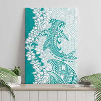 Polynesian Teal Plumeria Lei Canvas Wall Art with Hammerhead Shark LT7 - Polynesian Pride