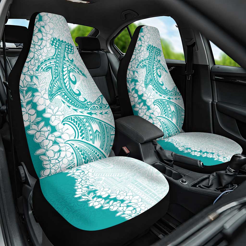 Polynesian Teal Plumeria Lei Car Seat Cover with Hammerhead Shark LT7 One Size Teal - Polynesian Pride