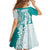 Polynesian Teal Plumeria Lei Family Matching Summer Maxi Dress and Hawaiian Shirt with Hammerhead Shark