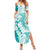 Polynesian Teal Plumeria Lei Family Matching Summer Maxi Dress and Hawaiian Shirt with Hammerhead Shark