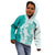 Polynesian Teal Plumeria Lei Kid Hoodie with Hammerhead Shark