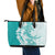 Polynesian Teal Plumeria Lei Leather Tote Bag with Hammerhead Shark