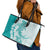 Polynesian Teal Plumeria Lei Leather Tote Bag with Hammerhead Shark