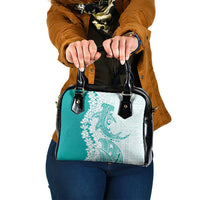 Polynesian Teal Plumeria Lei Shoulder Handbag with Hammerhead Shark LT7 One Size Teal - Polynesian Pride