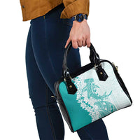 Polynesian Teal Plumeria Lei Shoulder Handbag with Hammerhead Shark LT7 - Polynesian Pride
