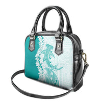 Polynesian Teal Plumeria Lei Shoulder Handbag with Hammerhead Shark LT7 - Polynesian Pride
