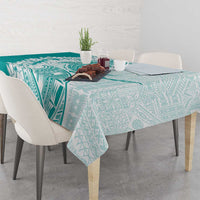 Polynesian Teal Plumeria Lei Tablecloth with Hammerhead Shark LT7 - Polynesian Pride