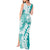 Polynesian Teal Plumeria Lei Tank Maxi Dress with Hammerhead Shark