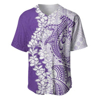 Polynesian Purple Plumeria Lei Baseball Jersey with Hammerhead Shark LT7 Purple - Polynesian Pride