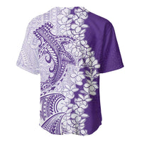 Polynesian Purple Plumeria Lei Baseball Jersey with Hammerhead Shark LT7 - Polynesian Pride