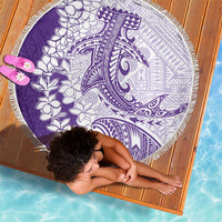 Polynesian Purple Plumeria Lei Beach Blanket with Hammerhead Shark LT7 - Polynesian Pride