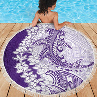 Polynesian Purple Plumeria Lei Beach Blanket with Hammerhead Shark LT7 - Polynesian Pride