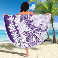Polynesian Purple Plumeria Lei Beach Blanket with Hammerhead Shark LT7 - Polynesian Pride