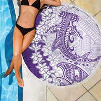 Polynesian Purple Plumeria Lei Beach Blanket with Hammerhead Shark LT7 - Polynesian Pride