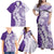 Polynesian Purple Plumeria Lei Family Matching Off Shoulder Maxi Dress and Hawaiian Shirt with Hammerhead Shark