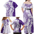 Polynesian Purple Plumeria Lei Family Matching Off Shoulder Maxi Dress and Hawaiian Shirt with Hammerhead Shark