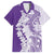 Polynesian Purple Plumeria Lei Family Matching Off Shoulder Maxi Dress and Hawaiian Shirt with Hammerhead Shark