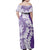 Polynesian Purple Plumeria Lei Family Matching Off Shoulder Maxi Dress and Hawaiian Shirt with Hammerhead Shark