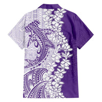 Polynesian Purple Plumeria Lei Hawaiian Shirt with Hammerhead Shark LT7 - Polynesian Pride