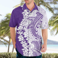 Polynesian Purple Plumeria Lei Hawaiian Shirt with Hammerhead Shark LT7 - Polynesian Pride