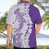Polynesian Purple Plumeria Lei Hawaiian Shirt with Hammerhead Shark LT7 - Polynesian Pride