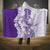 Polynesian Purple Plumeria Lei Hooded Blanket with Hammerhead Shark