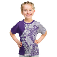 Polynesian Purple Plumeria Lei Kid T Shirt with Hammerhead Shark LT7 Purple - Polynesian Pride