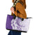 Polynesian Purple Plumeria Lei Leather Tote Bag with Hammerhead Shark