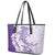 Polynesian Purple Plumeria Lei Leather Tote Bag with Hammerhead Shark