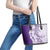 Polynesian Purple Plumeria Lei Leather Tote Bag with Hammerhead Shark