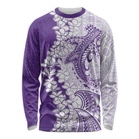 Polynesian Purple Plumeria Lei Long Sleeve Shirt with Hammerhead Shark LT7 Unisex Purple - Polynesian Pride