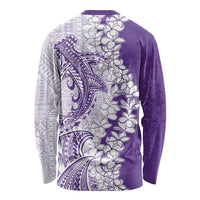 Polynesian Purple Plumeria Lei Long Sleeve Shirt with Hammerhead Shark LT7 - Polynesian Pride