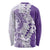 Polynesian Purple Plumeria Lei Long Sleeve Shirt with Hammerhead Shark