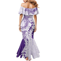 Polynesian Purple Plumeria Lei Mermaid Dress with Hammerhead Shark LT7 - Polynesian Pride